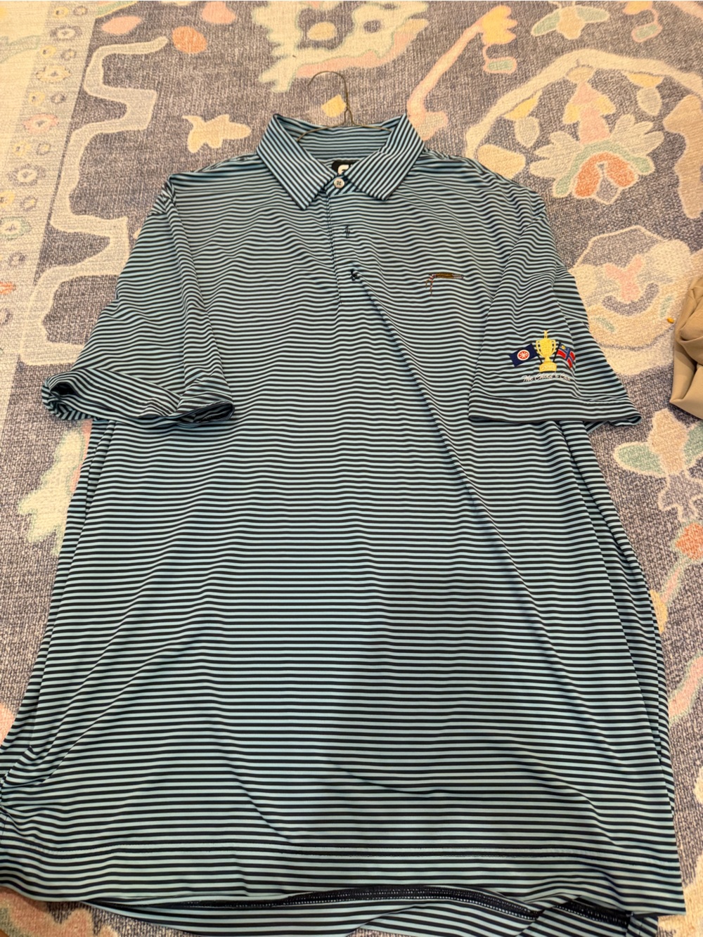 FootJoy Striped Polo in Teal and White